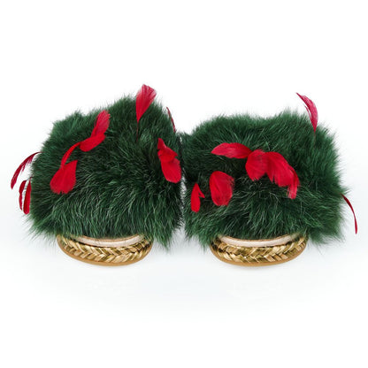 Mr&amp;Mrs Italy Damensandale aus grünem Lammleder