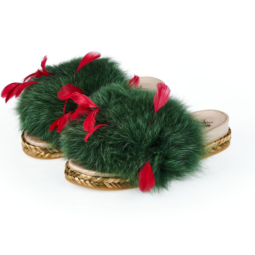 Mr&amp;Mrs Italy Damensandale aus grünem Lammleder