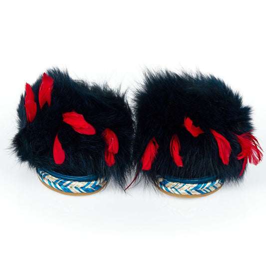 Mr&amp;Mrs Italy Damensandale aus blauem Lammleder