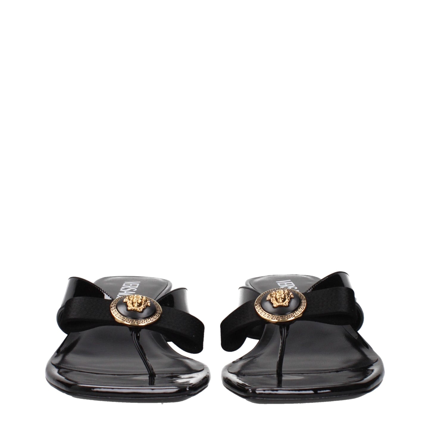 Versace Sandalen aus schwarzem Leder mit Stilettoabsatz