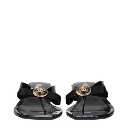 Versace Sandalen aus schwarzem Leder mit Stilettoabsatz