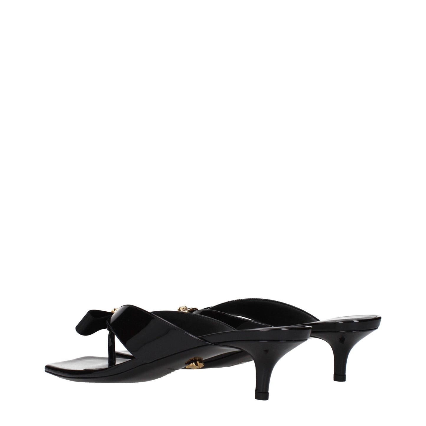 Versace Sandalen aus schwarzem Leder mit Stilettoabsatz