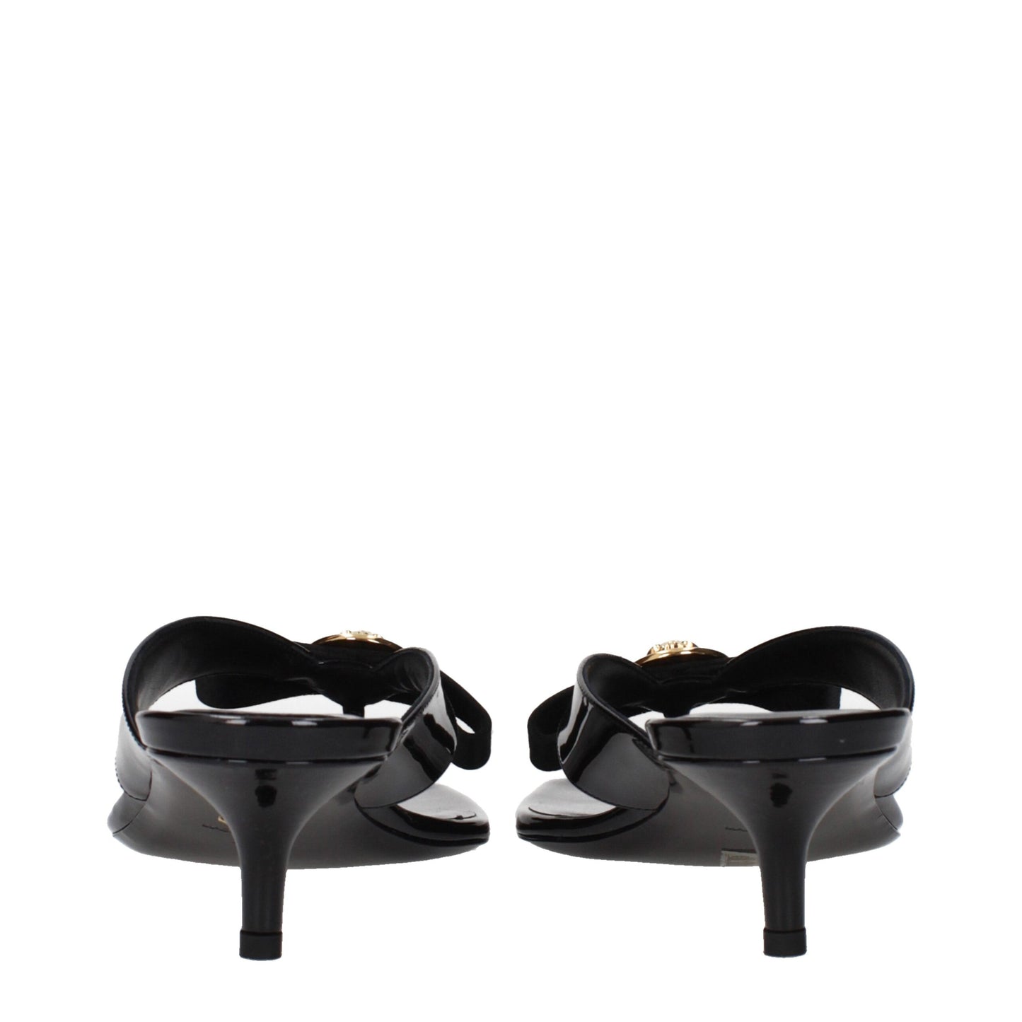 Versace Sandalen aus schwarzem Leder mit Stilettoabsatz
