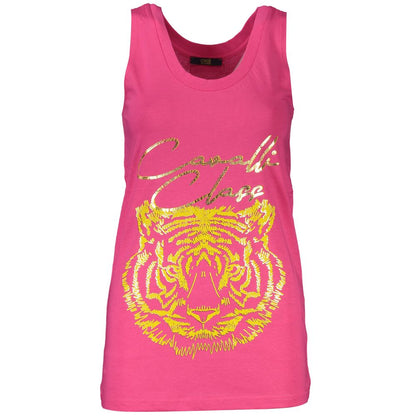 Rosafarbenes Tanktop aus Baumwolle von Cavalli Class