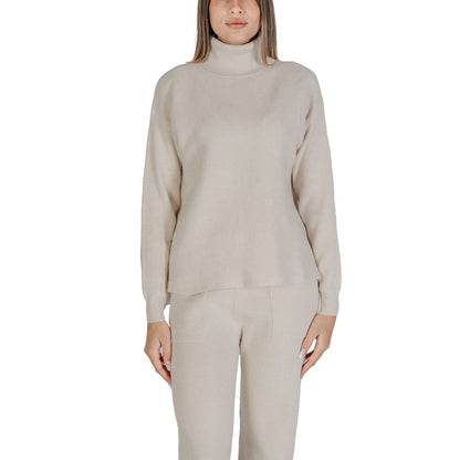 Cleré Beige Viskose Rollkragenpullover