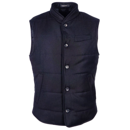 Blaue, ärmellose Wolljacke, Made in Italy