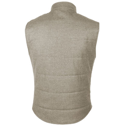 Beigefarbene, ärmellose Wolljacke, Made in Italy