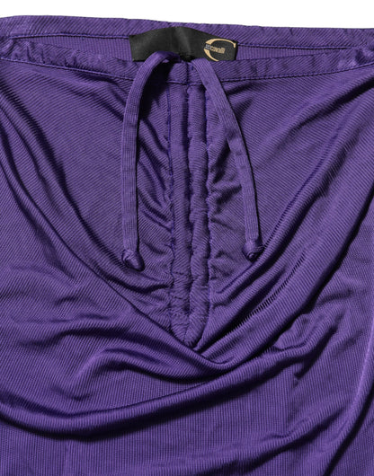 Cavalli Class Purple Viscose Elastane Strapless Bodycon Dress