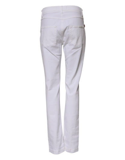 Dolce &amp; Gabbana Weiße, mit Blumenmuster und Pailletten bestickte GIRLY-Jeans