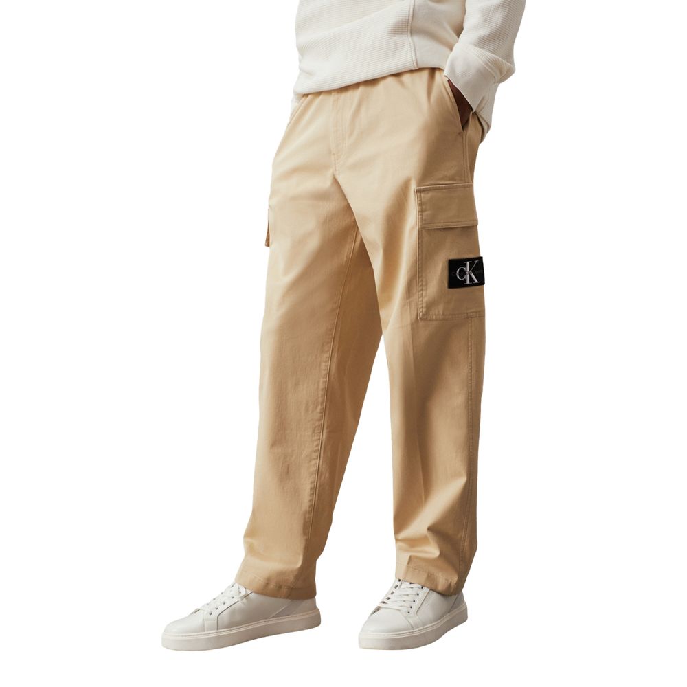 Calvin Klein Jeans – Beige Hose aus recycelter Baumwolle