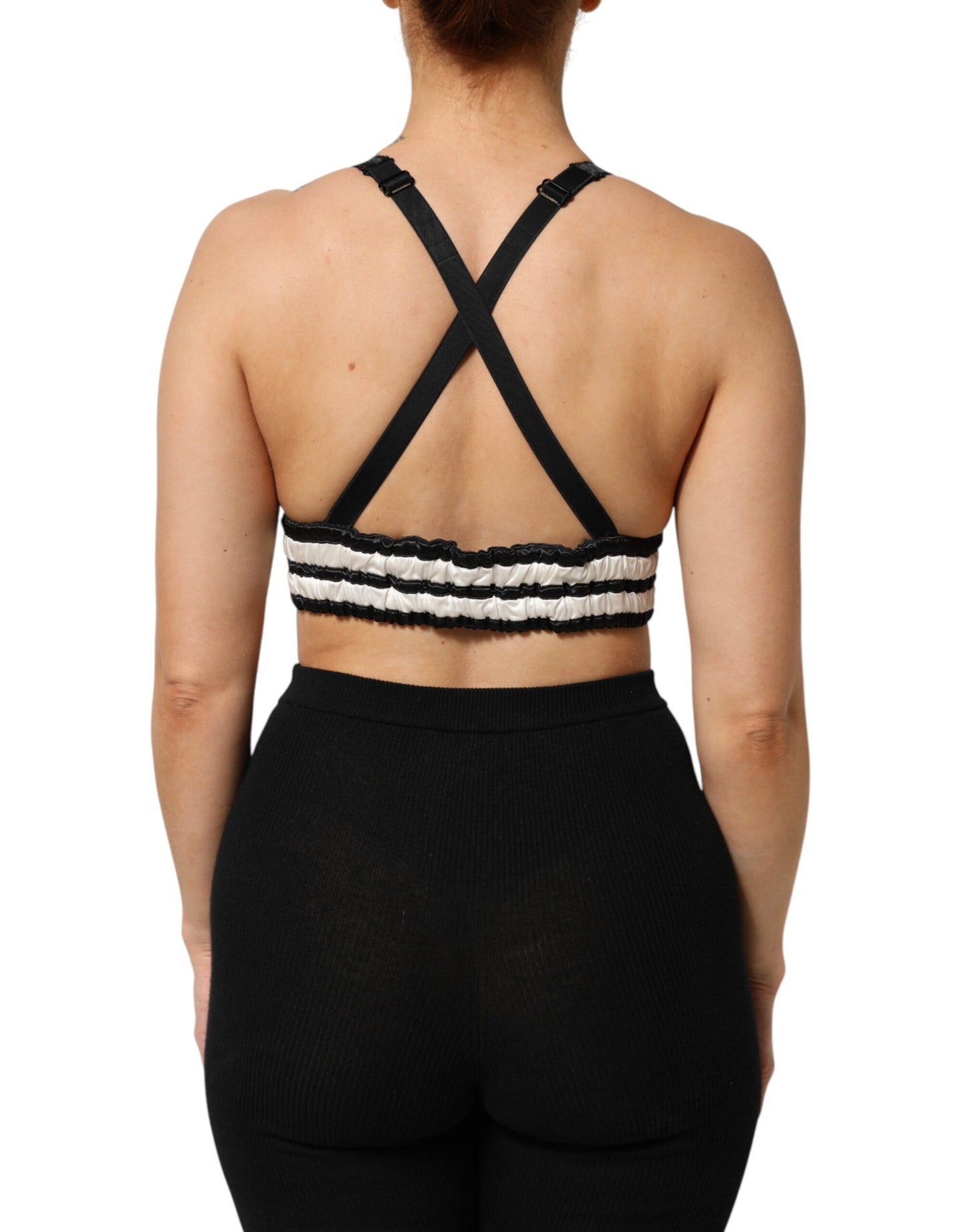 بلوزة قصيرة من دولتشي آند غابانا باللون الأحمر من الساتان المطرز بالزهور