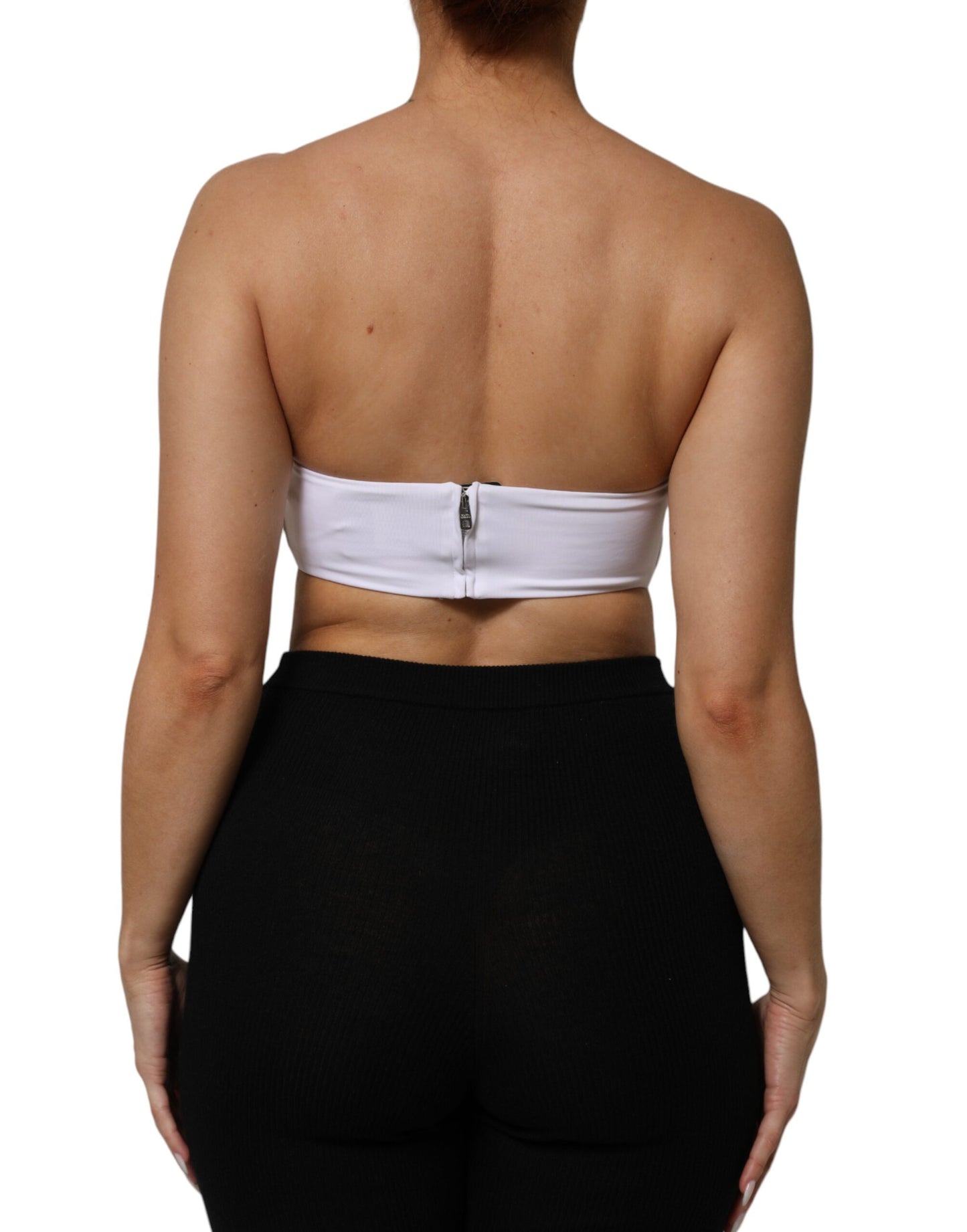 بلوزة دولتشي آند غابانا بيضاء من النايلون المخلوط بدون حمالات