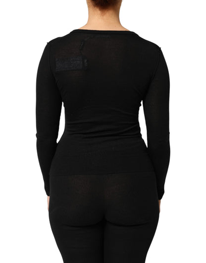 Dolce &amp; Gabbana – Schwarzer Cardigan aus Schurwolle mit Knöpfen