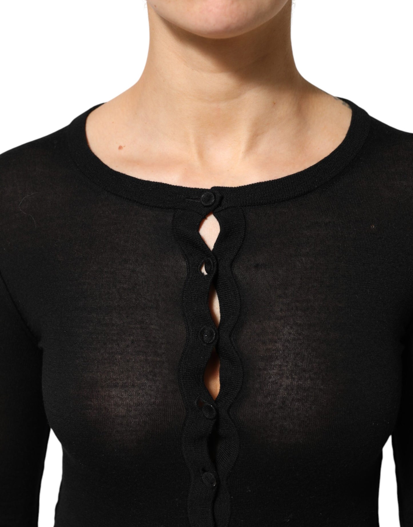 Dolce &amp; Gabbana – Schwarzer Cardigan aus Schurwolle mit Knöpfen