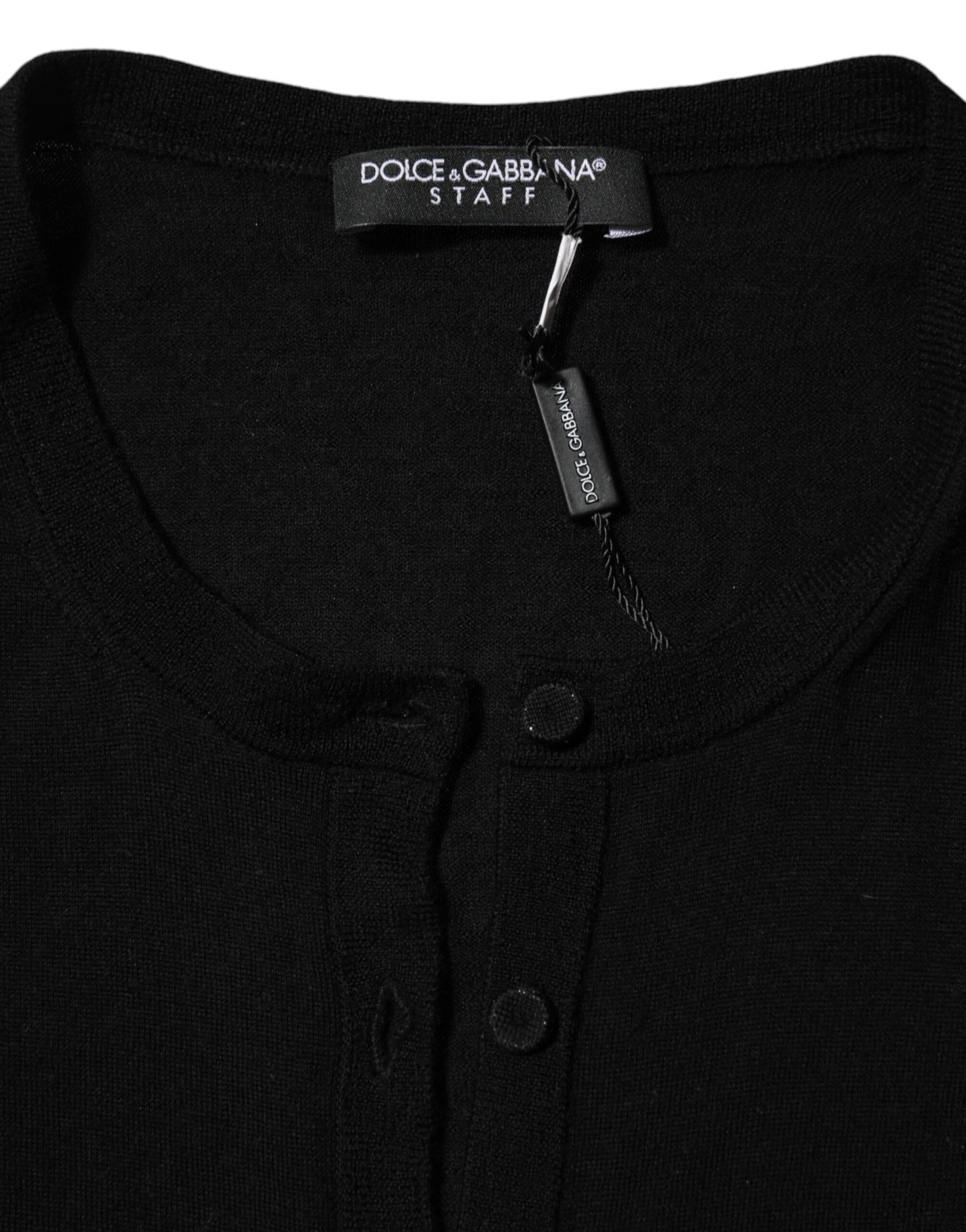 Dolce &amp; Gabbana – Schwarzer Cardigan aus Schurwolle mit Knöpfen