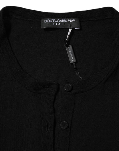 Dolce &amp; Gabbana – Schwarzer Cardigan aus Schurwolle mit Knöpfen