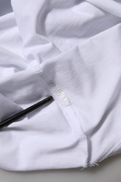 Dolce &amp; Gabbana – Weißes T-Shirt aus Baumwolle mit V-Ausschnitt und kurzen Ärmeln