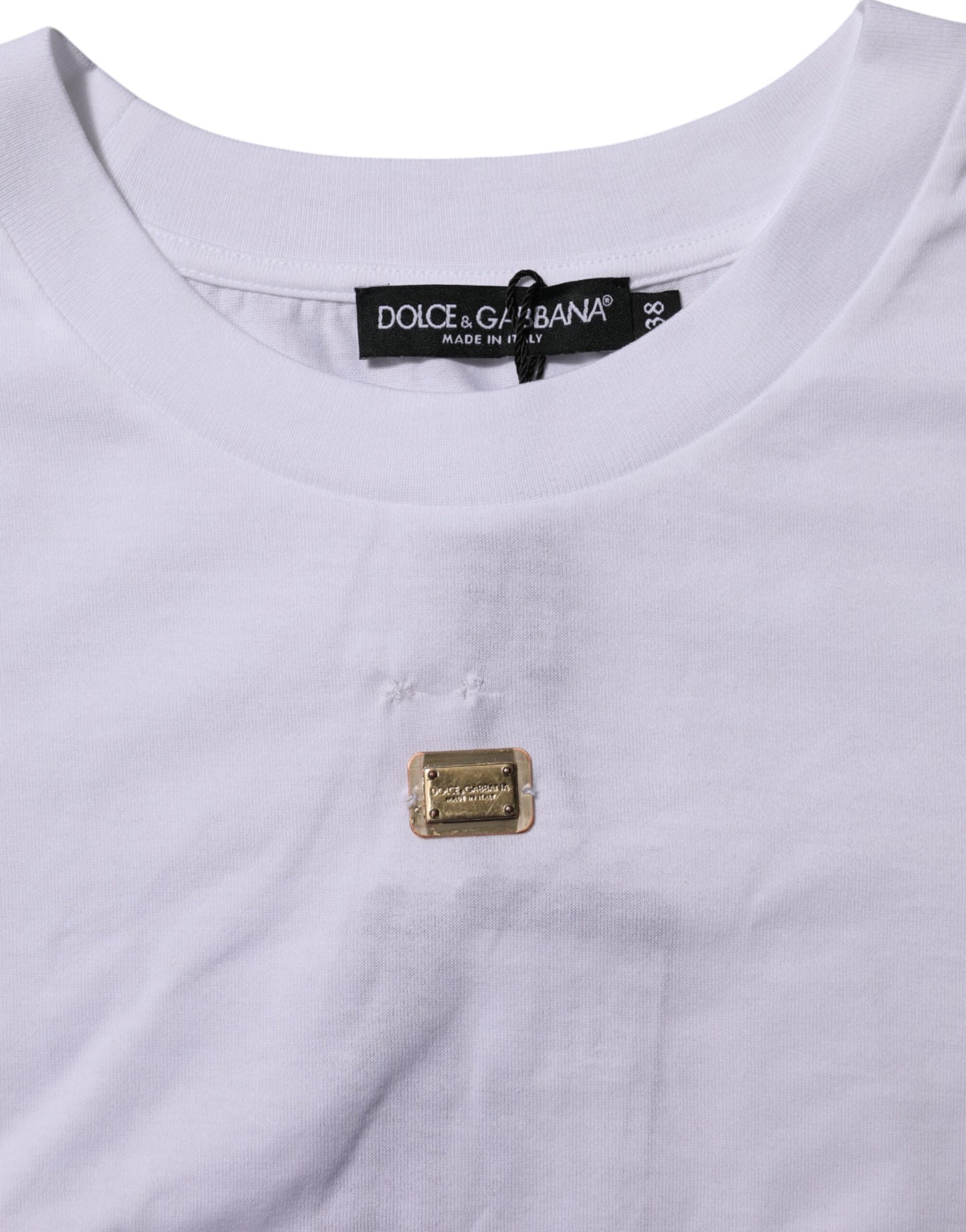 Dolce &amp; Gabbana T-Shirt Weiß Baumwolle Rundhals Kurzarm I