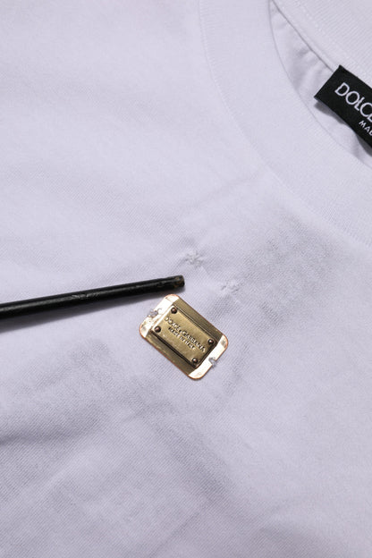 Dolce &amp; Gabbana T-Shirt Weiß Baumwolle Rundhals Kurzarm I