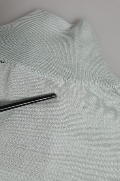 Dolce &amp; Gabbana – Graues Pullover-Oberteil mit Rollkragen und 3/4-Ärmeln