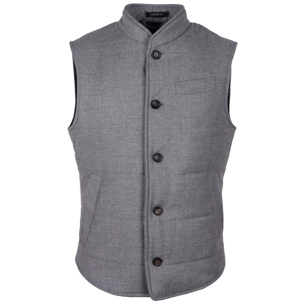 Ärmellose Jacke aus grauer Wolle, Made in Italy