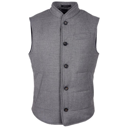 Ärmellose Jacke aus grauer Wolle, Made in Italy