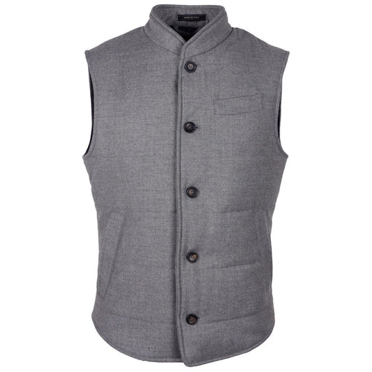 Ärmellose Jacke aus grauer Wolle, Made in Italy