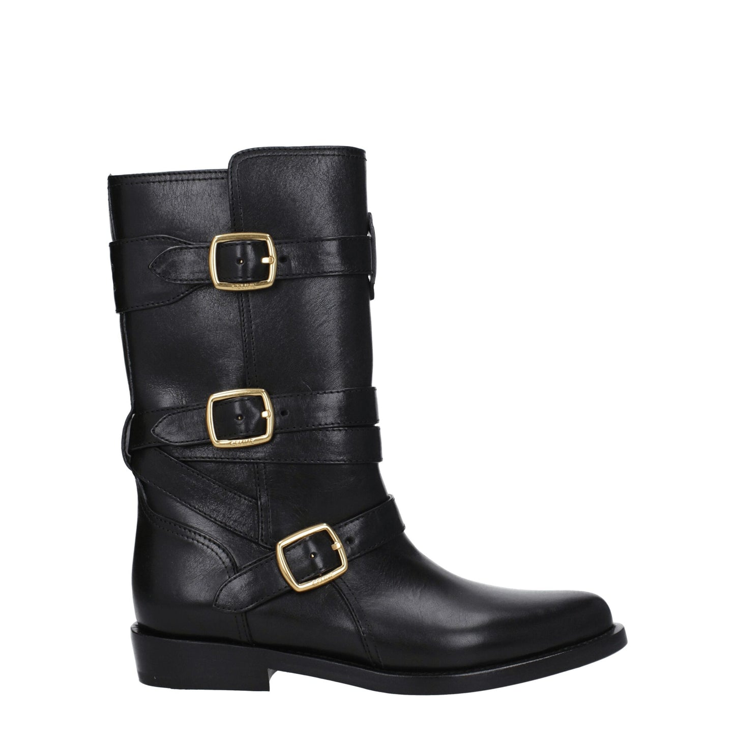 Schwarze Lederstiefel von Celine