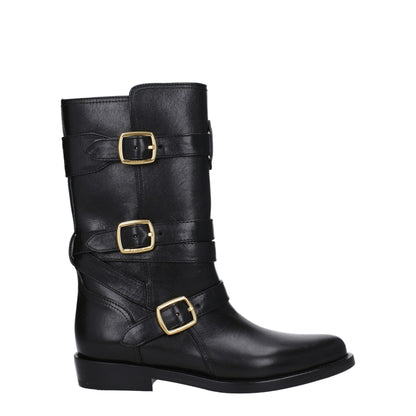 Schwarze Lederstiefel von Celine