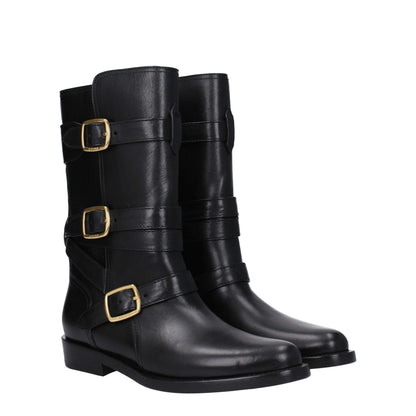 Schwarze Lederstiefel von Celine
