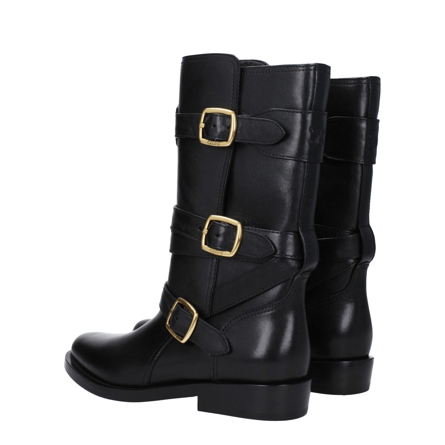Schwarze Lederstiefel von Celine