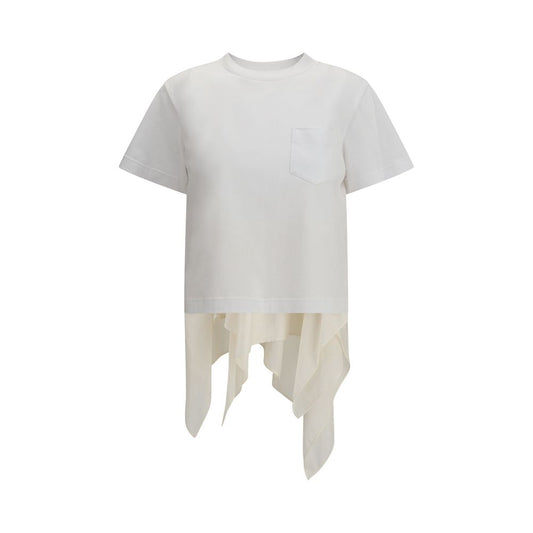 Sacai Jersey-T-Shirt mit Polyester-Detail