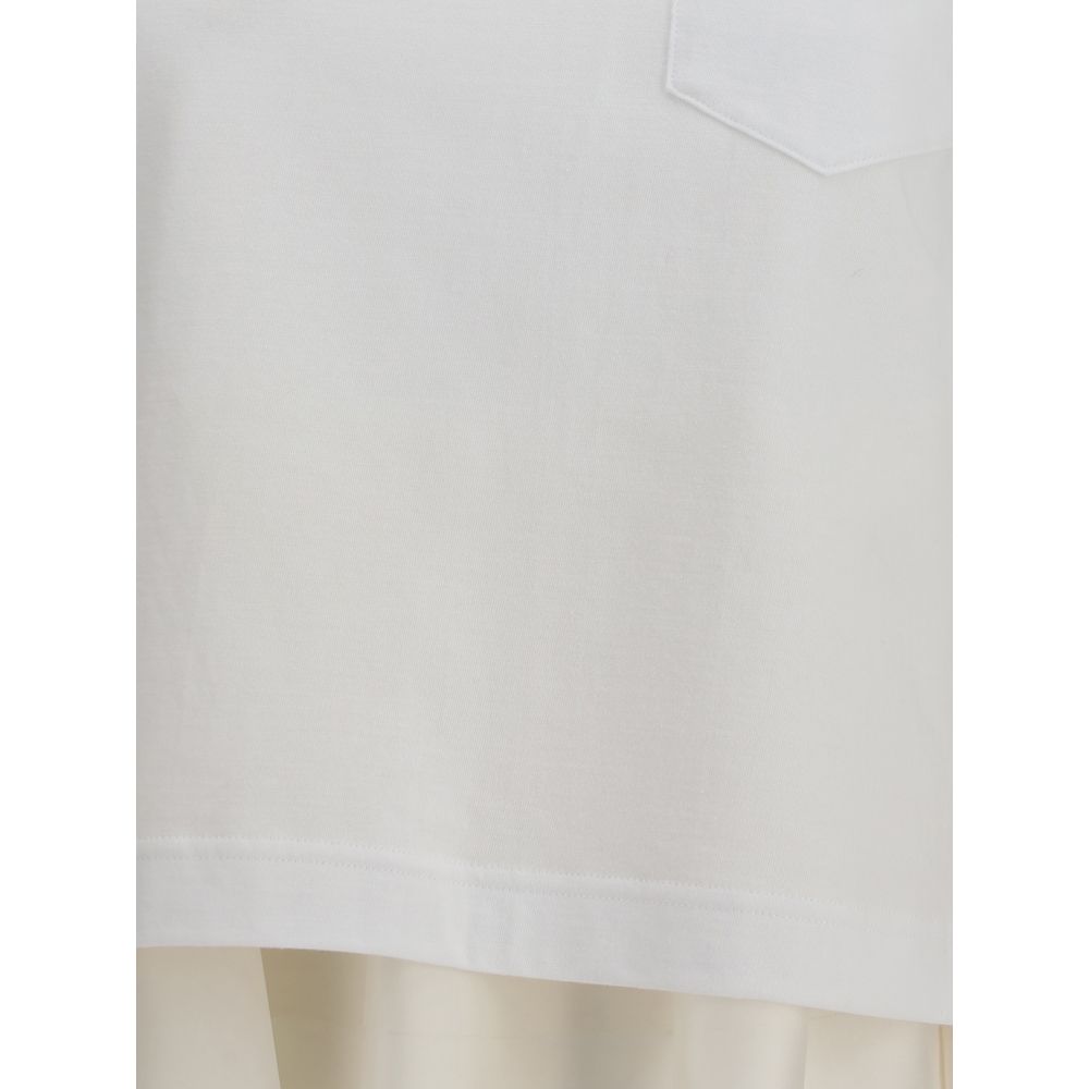 Sacai Jersey-T-Shirt mit Polyester-Detail