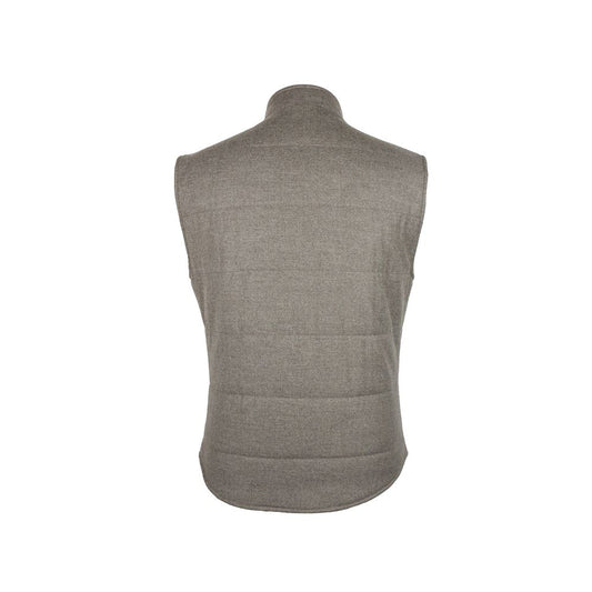 Braune, ärmellose Wolljacke, Made in Italy