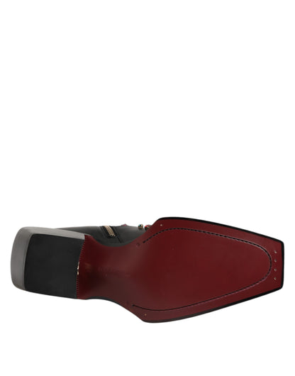 Dolce &amp; Gabbana Schwarze, mit Kristallen verzierte Herren-Kurzstiefel