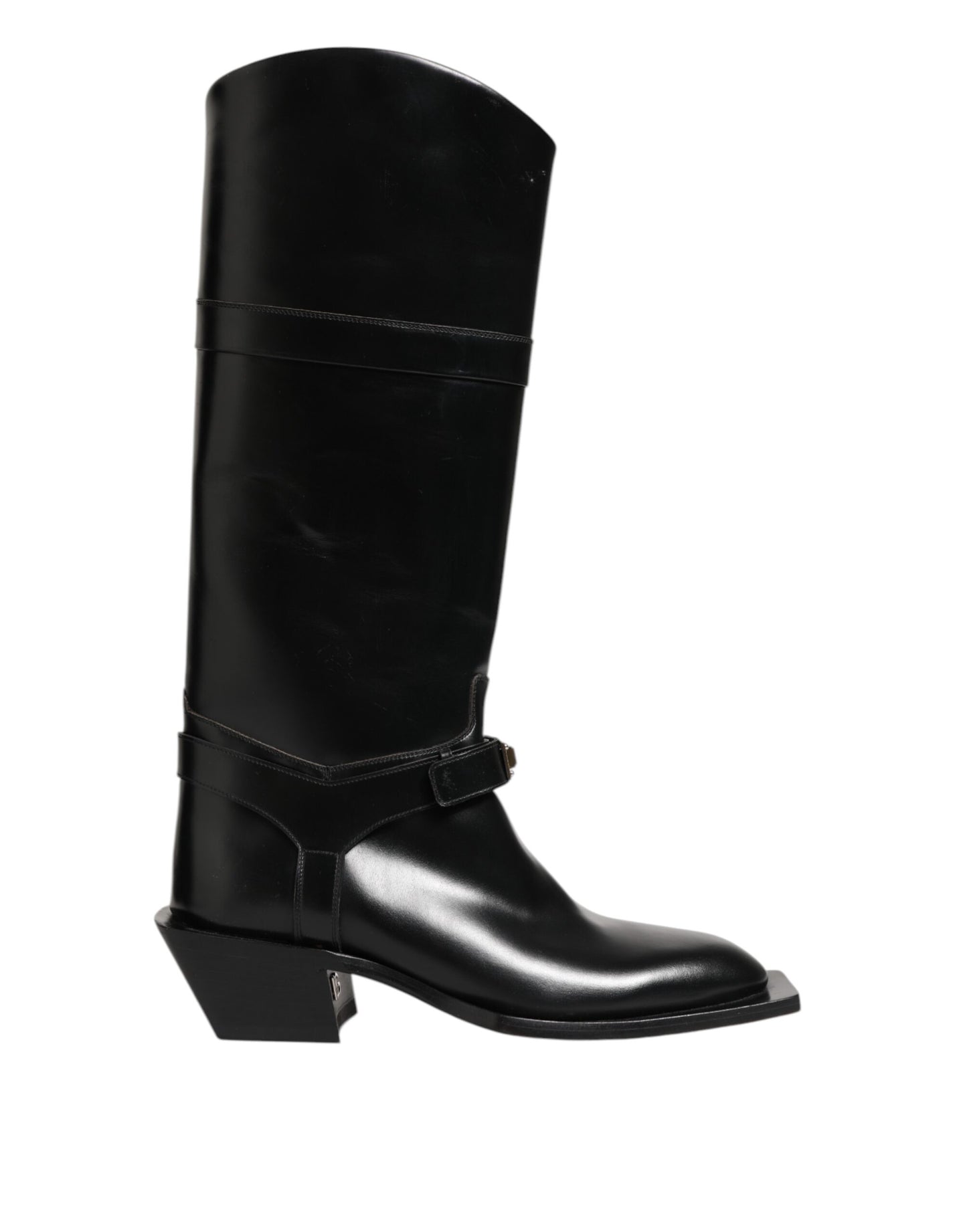 Dolce &amp; Gabbana – Overknee-Stiefel mit Logo-Plakette in Schwarz