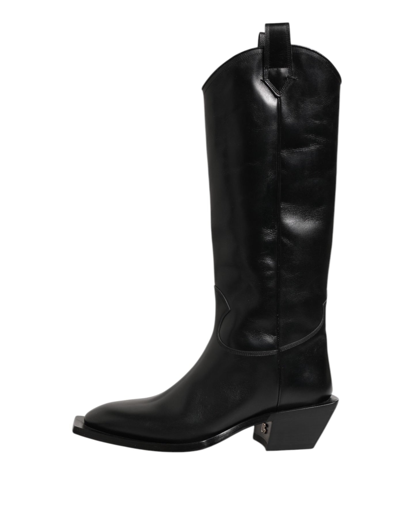 Dolce &amp; Gabbana – Schwarze Overknee-Bikerstiefel aus Leder