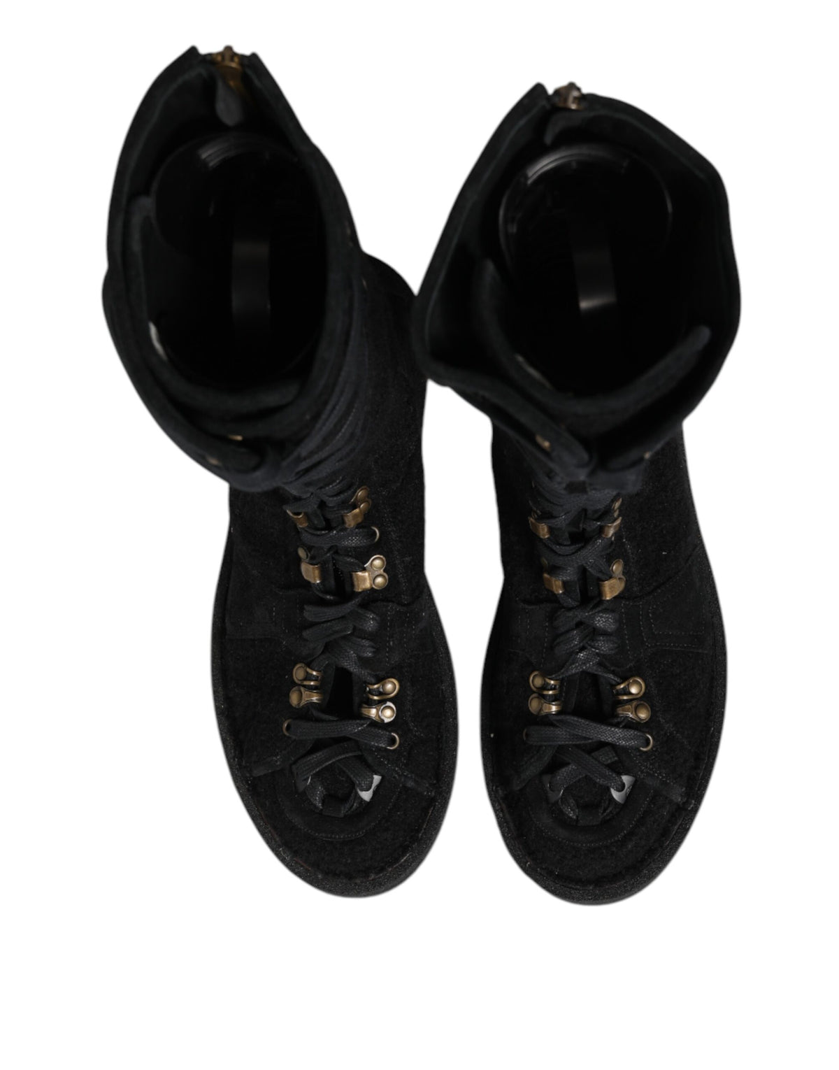 Dolce &amp; Gabbana – Wadenhohe Stiefel aus Wildleder in Schwarz aus Alpakawolle