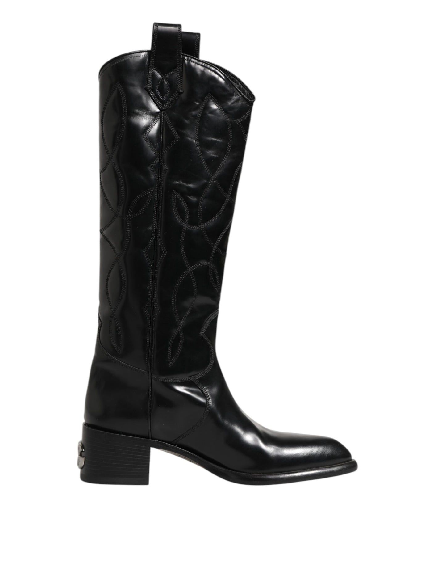 Dolce &amp; Gabbana – Schwarze Overknee-Bikerstiefel aus Leder