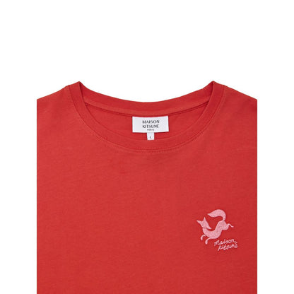 Rotes Baumwoll-T-Shirt von Maison Kitsuné