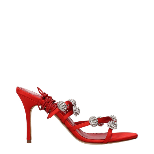Manolo Blahnik Rote Satin-Stiletto-Sandalen