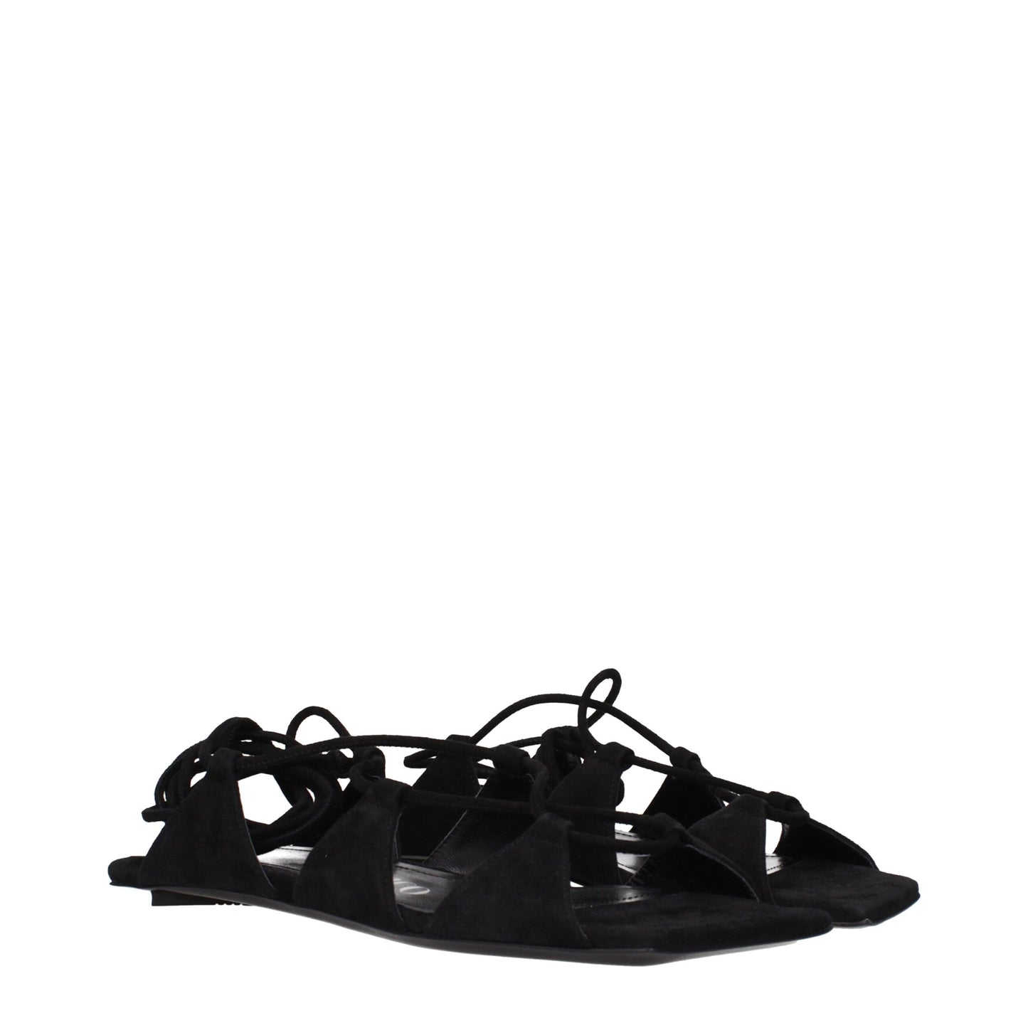 The Attico – Flache Sandalen aus schwarzem Leder