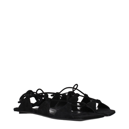 The Attico – Flache Sandalen aus schwarzem Leder