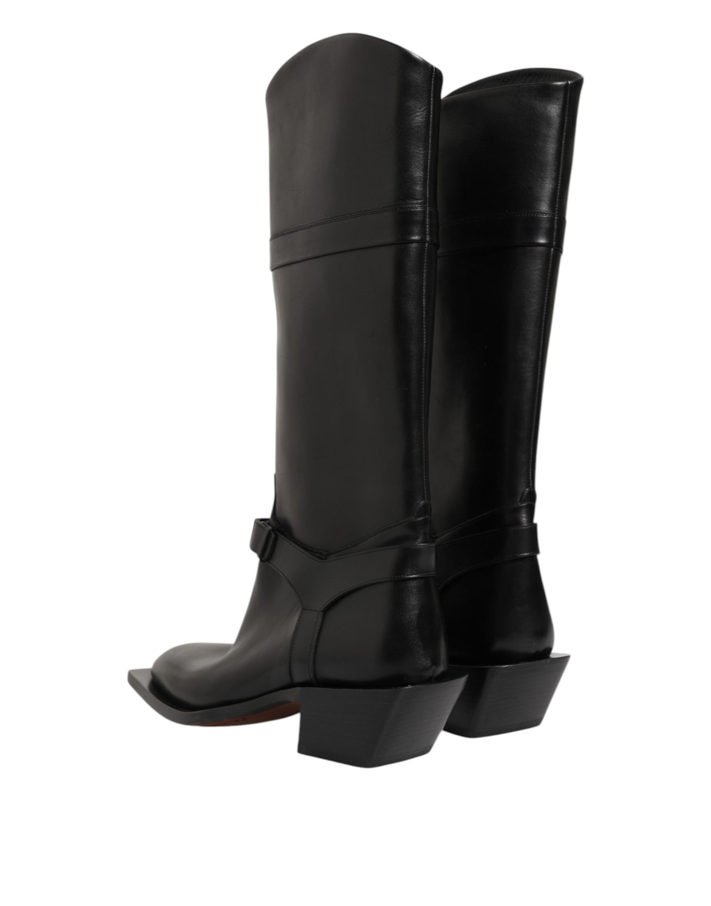Dolce &amp; Gabbana – Wadenhohe Stiefel mit Logo-Schild in Schwarz
