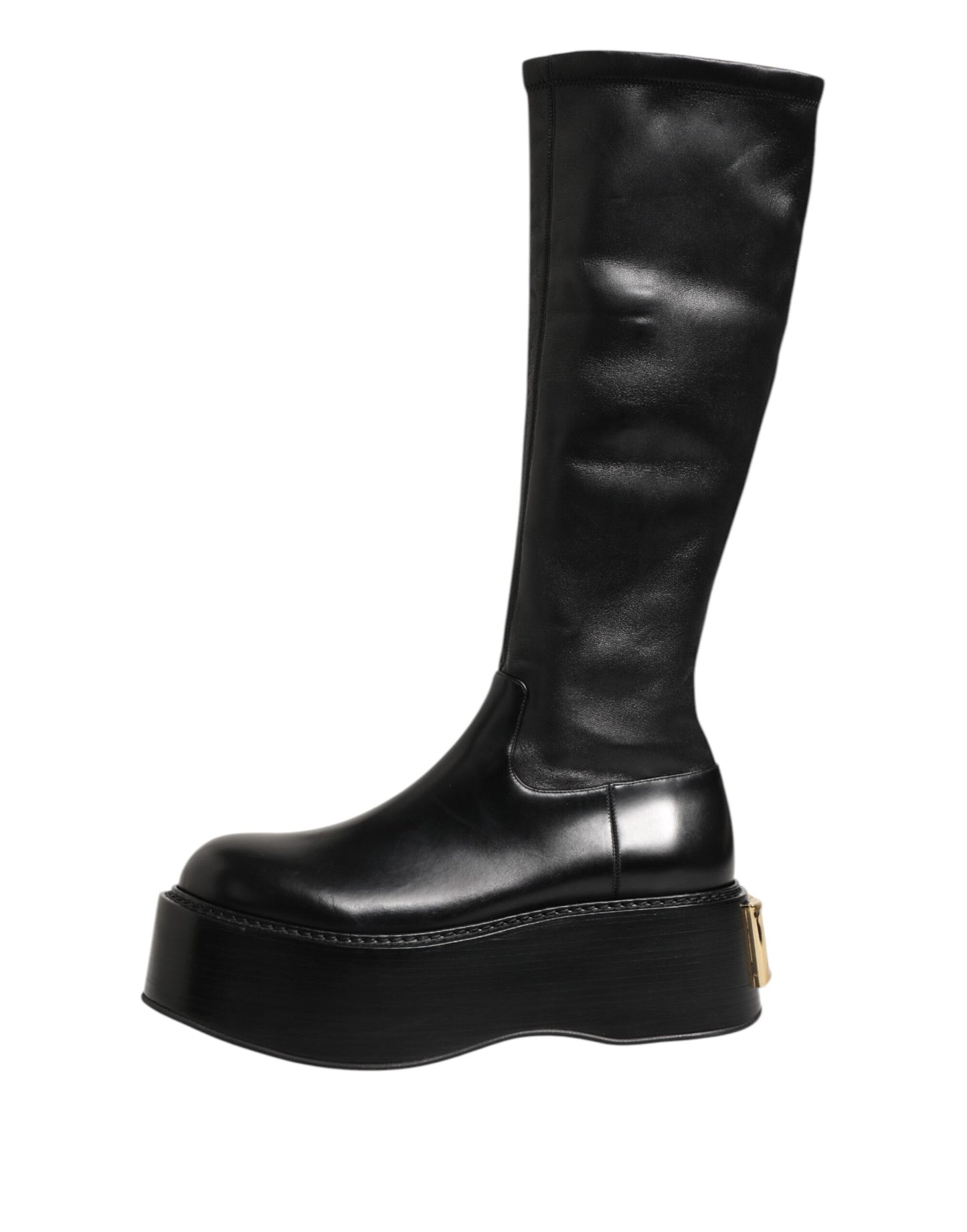 Dolce &amp; Gabbana – Overknee-Stiefel mit Logo-Plakette in Schwarz