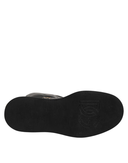 Dolce &amp; Gabbana – Overknee-Stiefel mit Logo-Plakette in Schwarz
