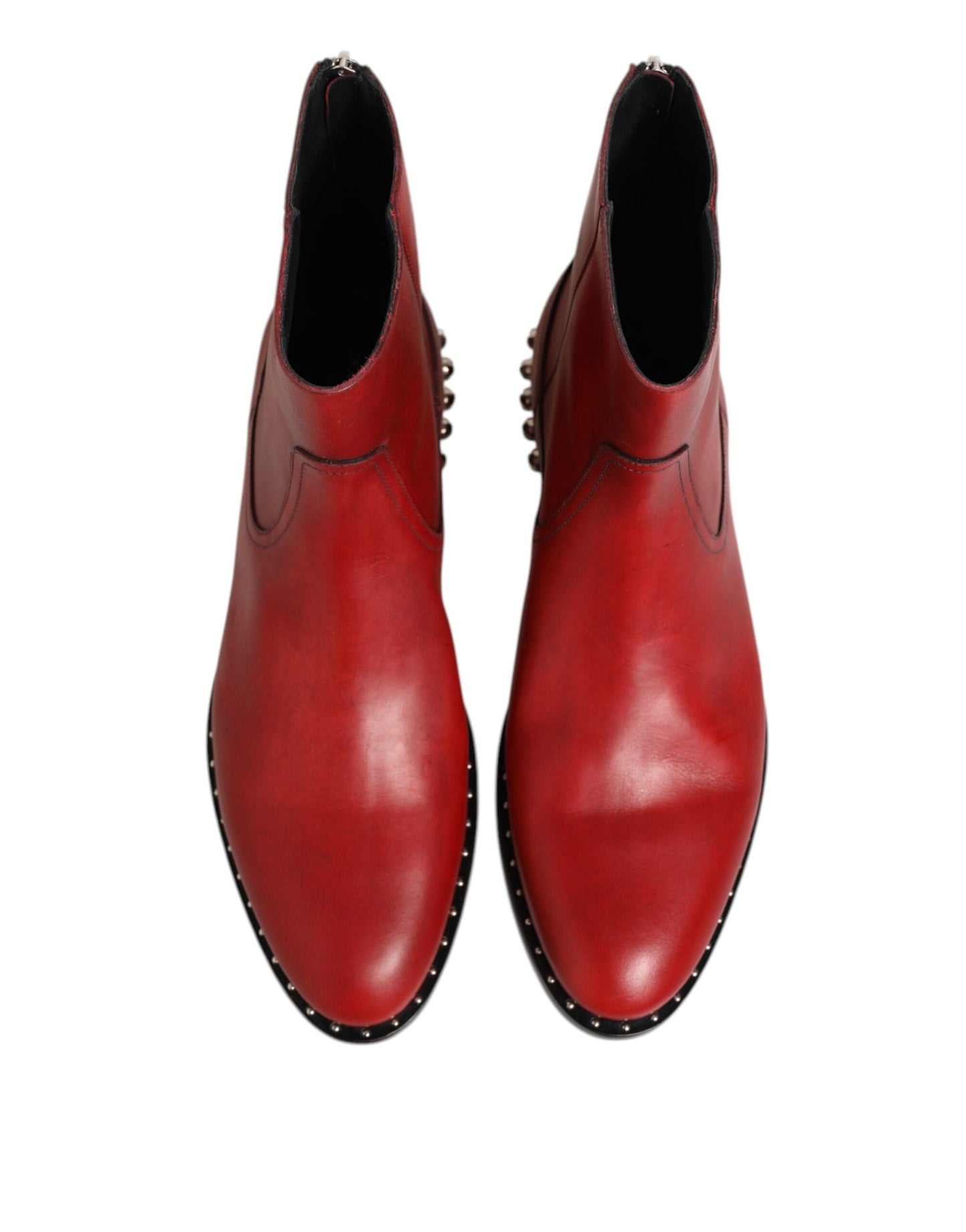 Dolce &amp; Gabbana Rote Chelsea-Stiefeletten mit Nieten