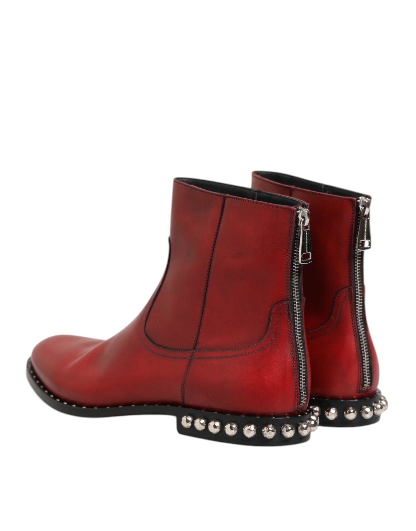 Dolce &amp; Gabbana Rote Chelsea-Stiefeletten mit Nieten