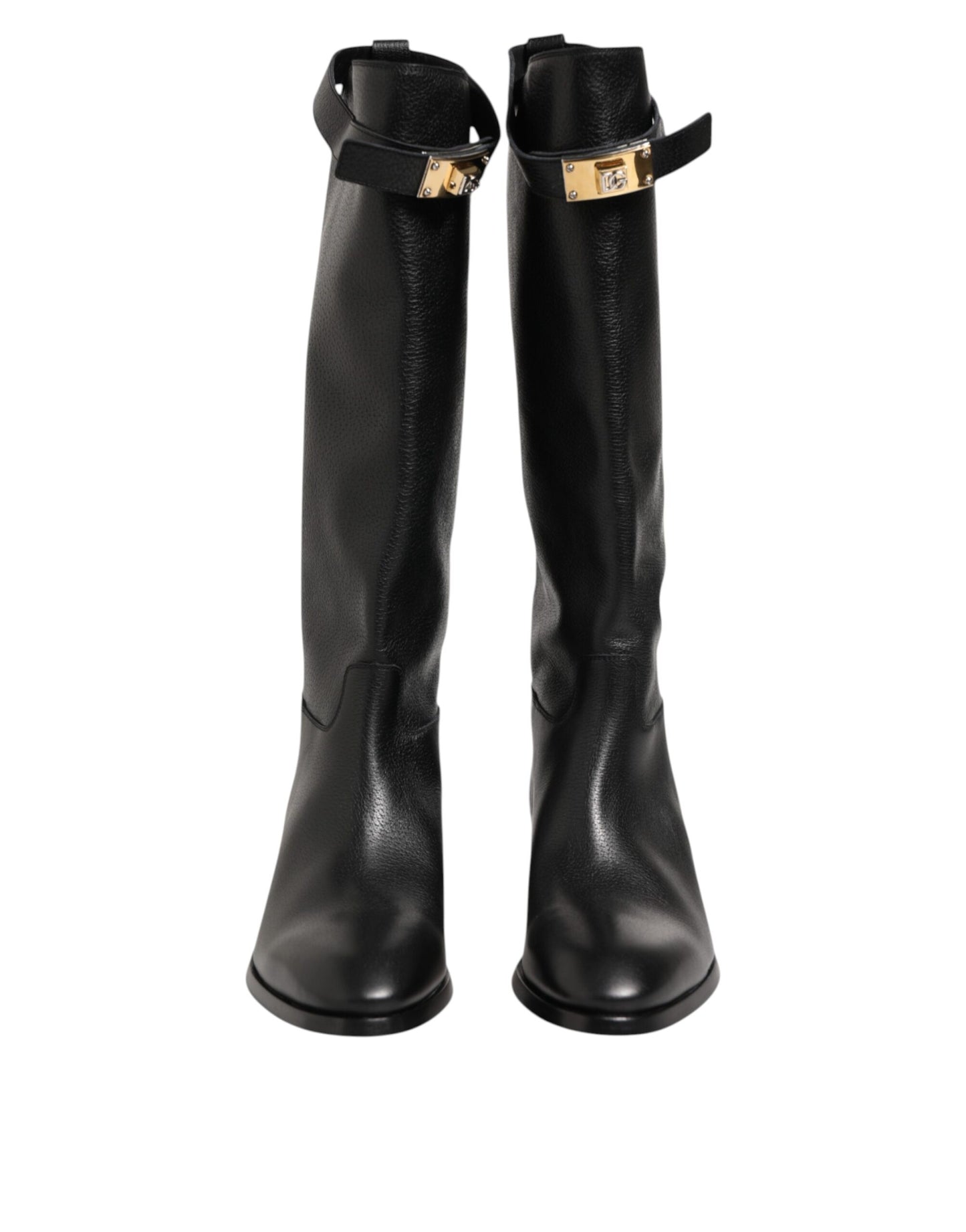 Dolce &amp; Gabbana – Overknee-Stiefel mit Logo-Plakette in Schwarz