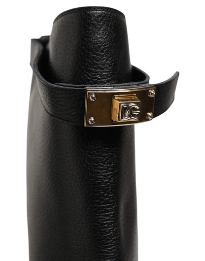 Dolce &amp; Gabbana – Overknee-Stiefel mit Logo-Plakette in Schwarz